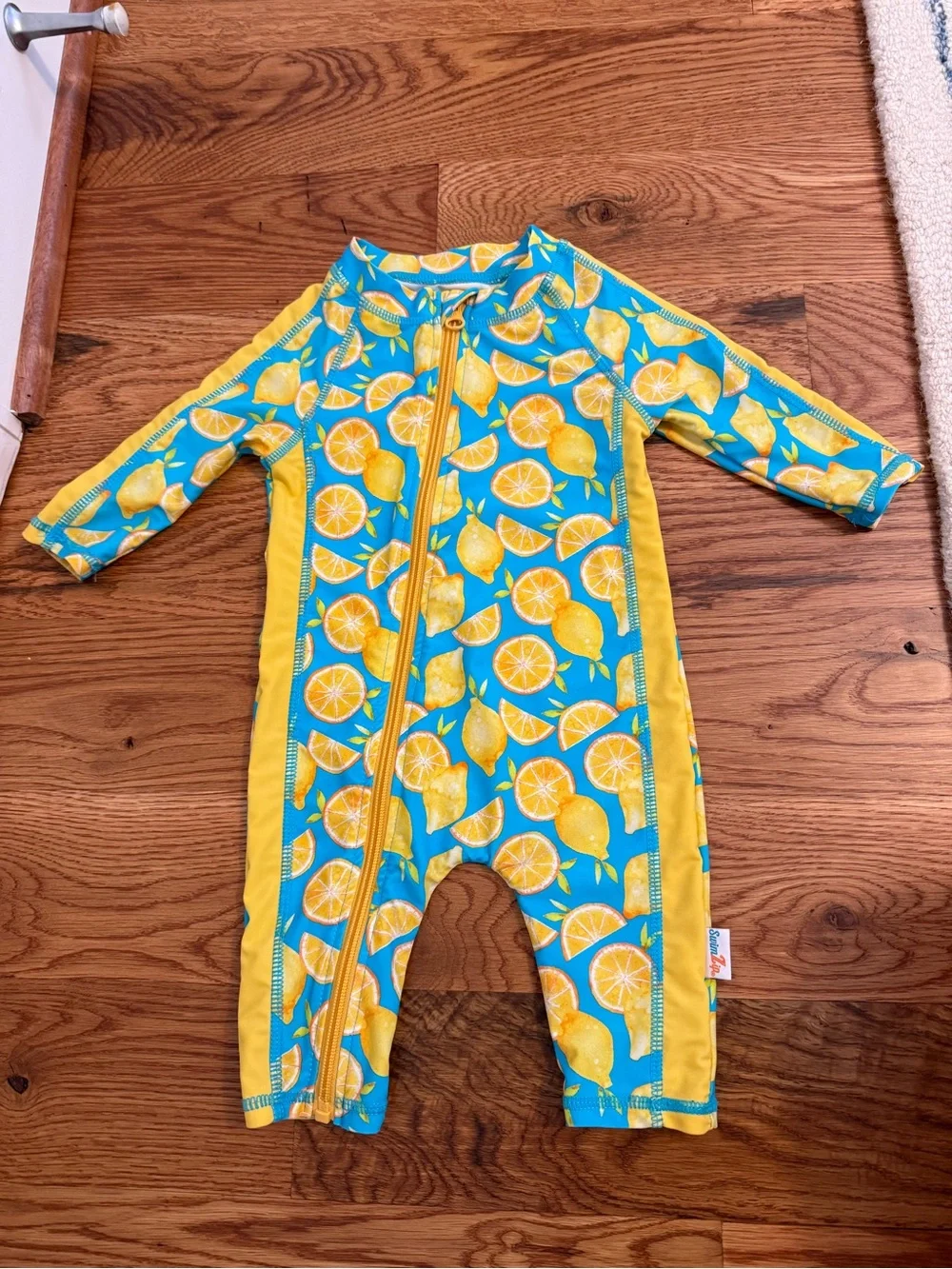 SwimZip Sunsuit - Long Sleeve Romper Swimsuit Lemons Size 0-6 Months